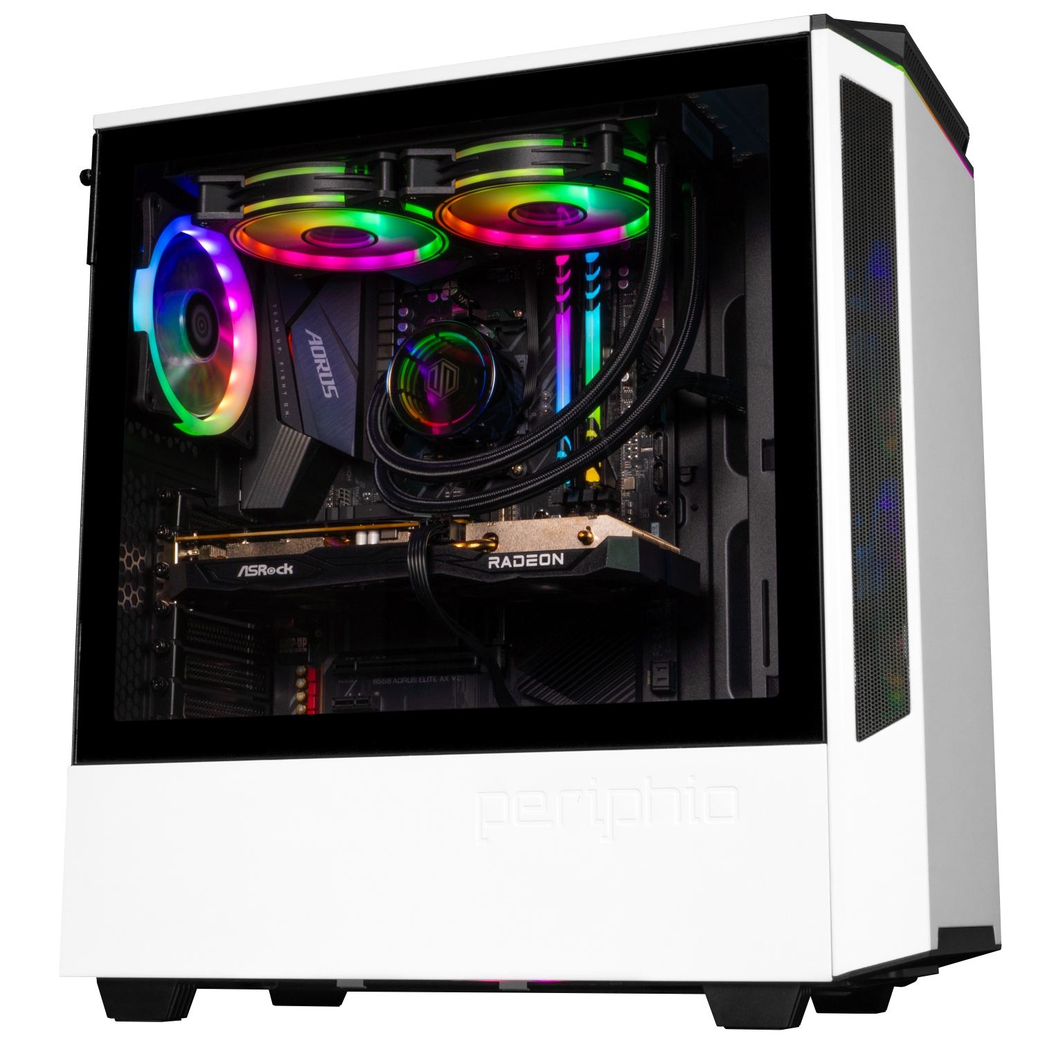 Periphio Nova Prebuilt Gaming PC - Liquid Cooled | AMD Ryzen 5 5600X (4.6GHz Turbo) | Radeon RX 6600 (8GB) | 1TB M.2 NVMe SSD | 16GB DDR4 RAM | Gaming Computer | WiFi + BT
