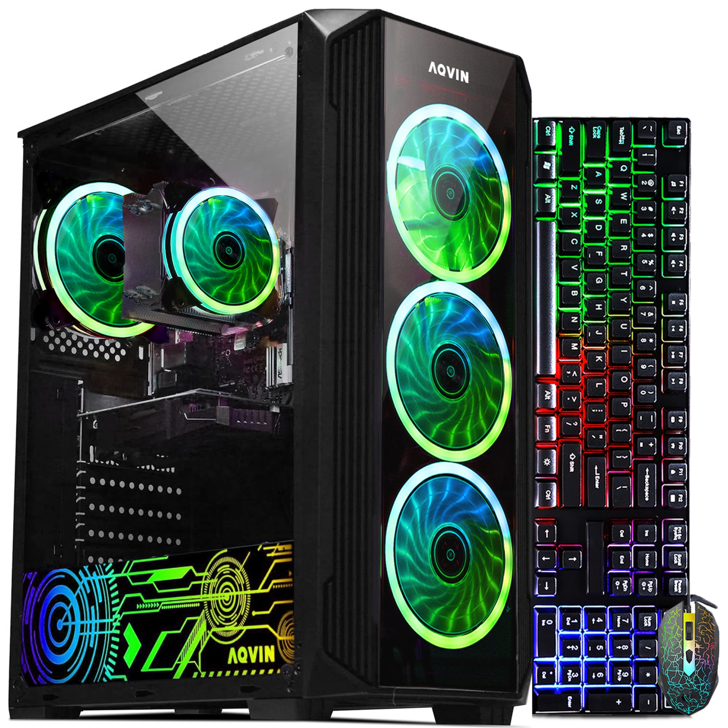 Gaming PC AQVIN ZForce Tower Desktop - GeForce GTX 1660 Super 6GB - Intel Core i7 up to 4.0Ghz 32GB DDR4 RAM 1TB SSD(fast boot) + 2TB HDD RGB Gaming Keyboard Mouse Windows 10 Wifi