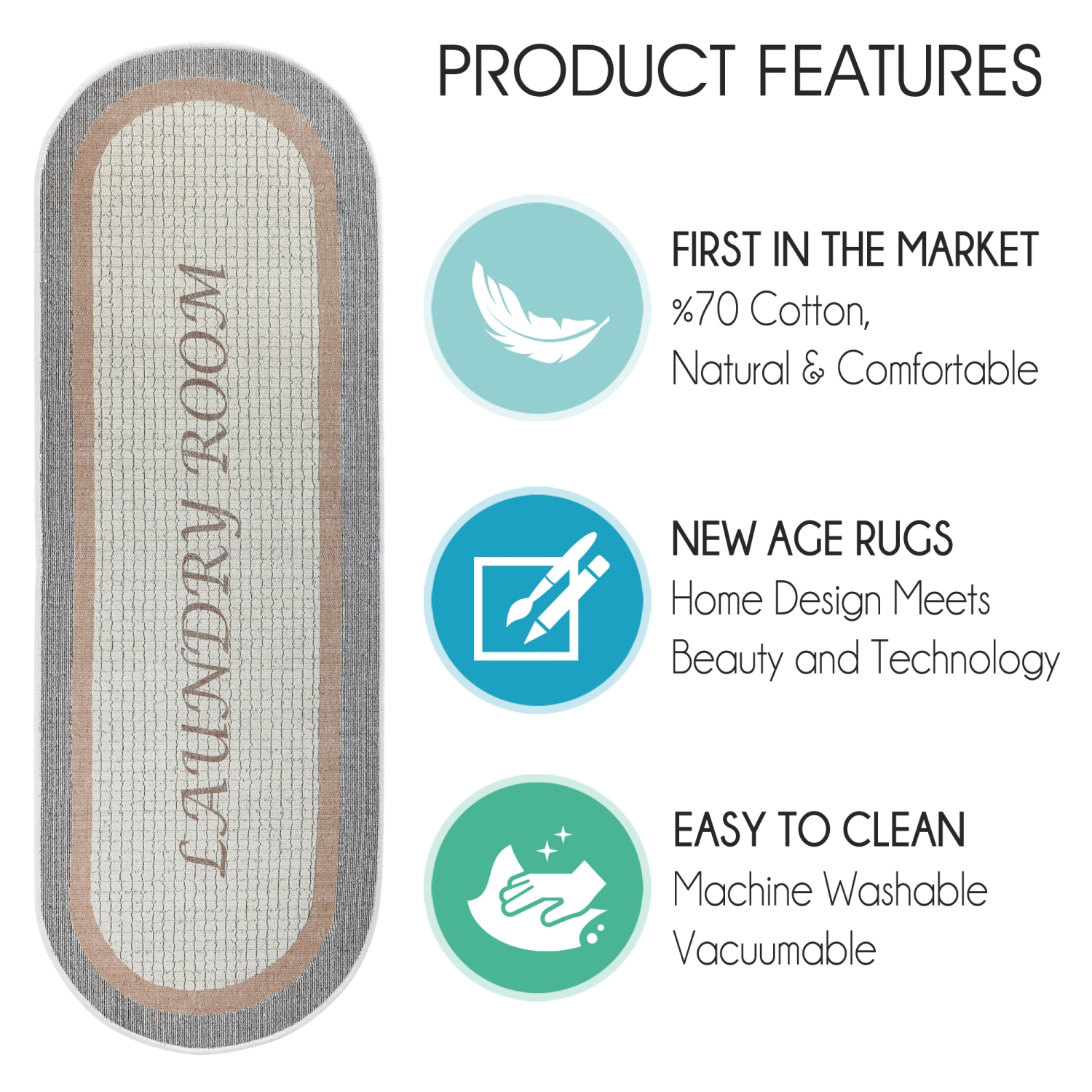 Tapis de corridor lavable non Skid de SussexHome - 20 x 59 po - Gris et brun