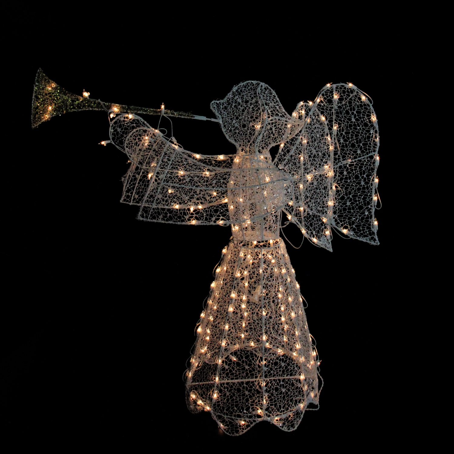 Lighted 3D Trumpeting Angel Outdoor Christmas Decoration - 44" - Clear Lights