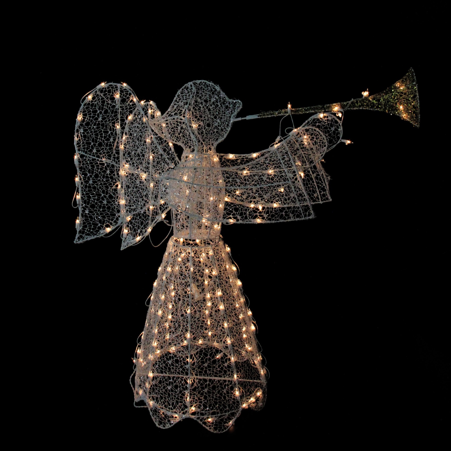 Lighted 3D Trumpeting Angel Outdoor Christmas Decoration - 44" - Clear Lights