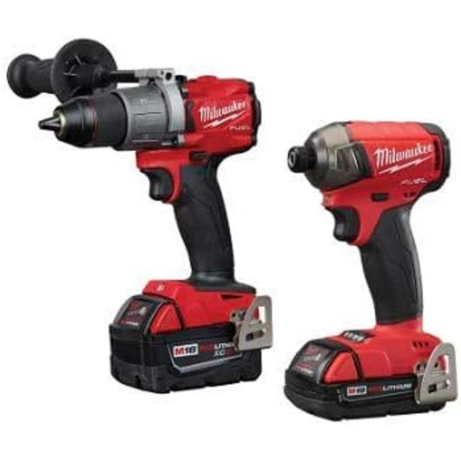 Milwaukee Tool M18 Fuel 18V Lithium-Ion Brushless Cordless Surge Impact Driver/Hammer Drill Combo Kit w 2-Batteries (2999-22CXC)