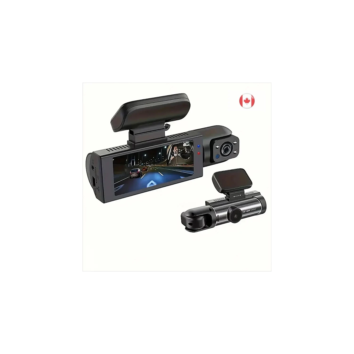 Dash Camera Front and Inside - 3.16 Inch Dash Cam 1080P - G Sensor, HD Night Vision, Loop Recording, Wide Angle Car DVR (Blue Photodiode Position Is Random)