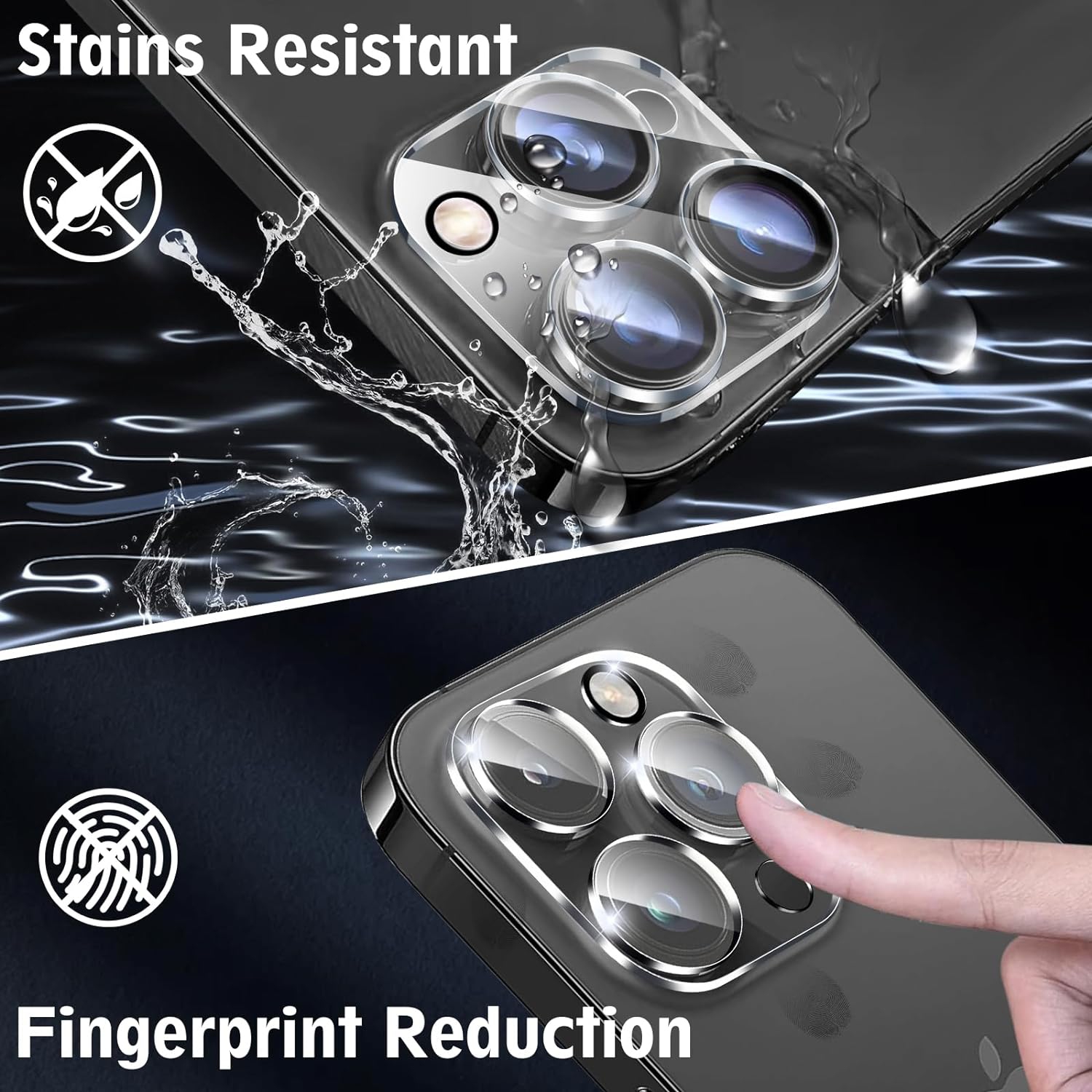 2 Pack Camera Lens Protector Compatible with iPhone 15 Pro Max, 9H Tempered Glass Camera Protector, Scratch Resistant, Case Friendly Lens Cover