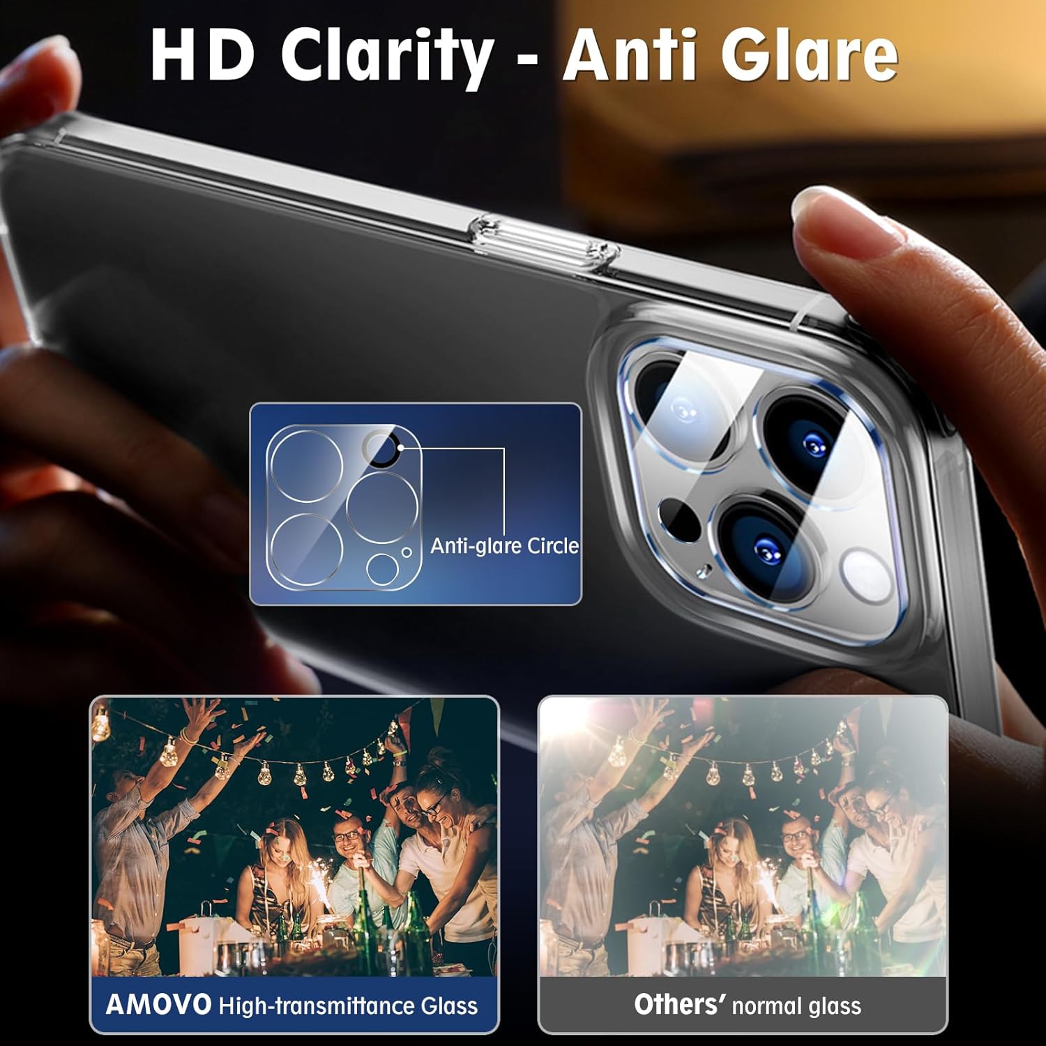 2 Pack Camera Lens Protector Compatible with iPhone 15 Pro, 9H Tempered Glass Camera Protector, Scratch Resistant, Case Friendly Lens Cover Camera