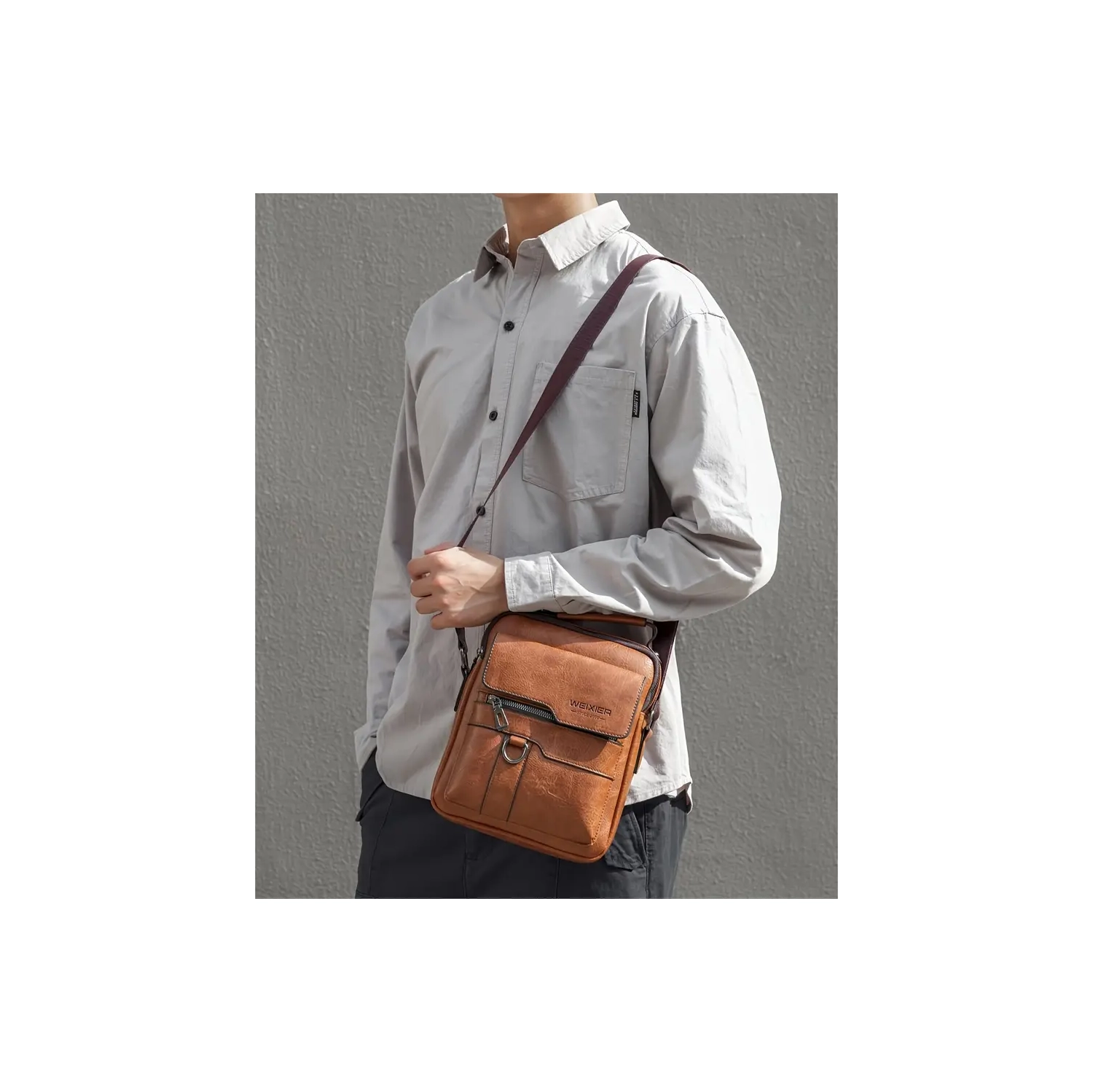 Sac à bandoulière en cuir Vintage pour hommes - Sac à bandoulière professionnel - sacoche - cadeau idéal pour la fête des Pères ou l'anniversaire