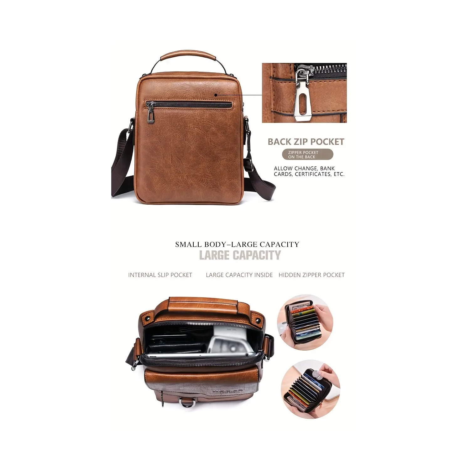 Sac à bandoulière en cuir Vintage pour hommes - Sac à bandoulière professionnel - sacoche - cadeau idéal pour la fête des Pères ou l'anniversaire