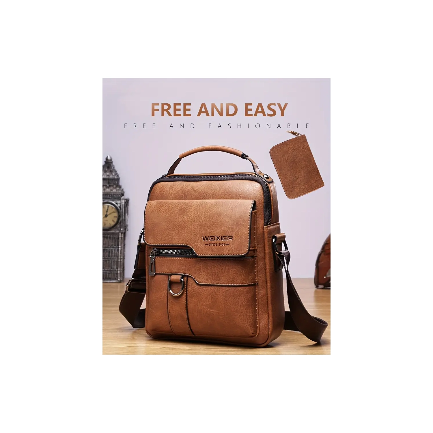 Sac à bandoulière en cuir Vintage pour hommes - Sac à bandoulière professionnel - sacoche - cadeau idéal pour la fête des Pères ou l'anniversaire