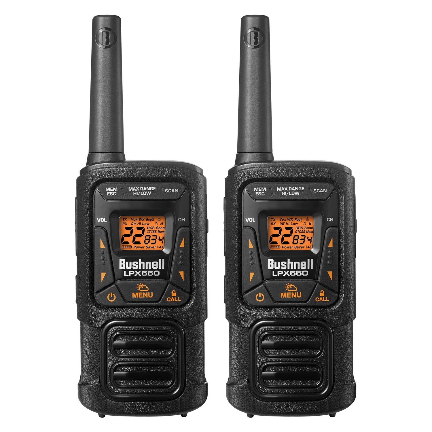 Bushnell Adventure 58KM Two Way Radios - 2 Watt FRS Long Range Rechargable Walkie Talkies 2 Pack - LPX550