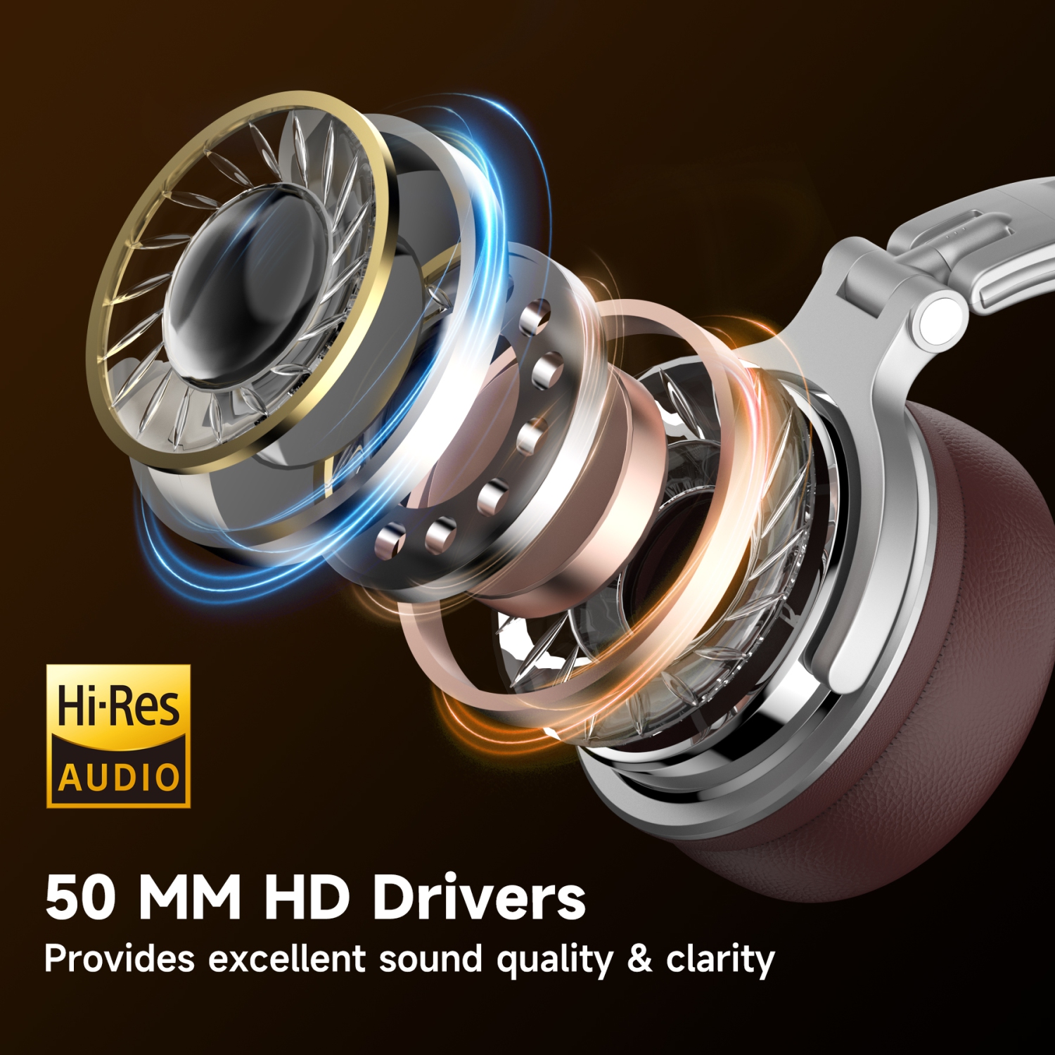 OneOdio Wired Computer Headphones over-Ear Headsets with Mic HIFI Sound Deep Bass-Pro 30 Brown