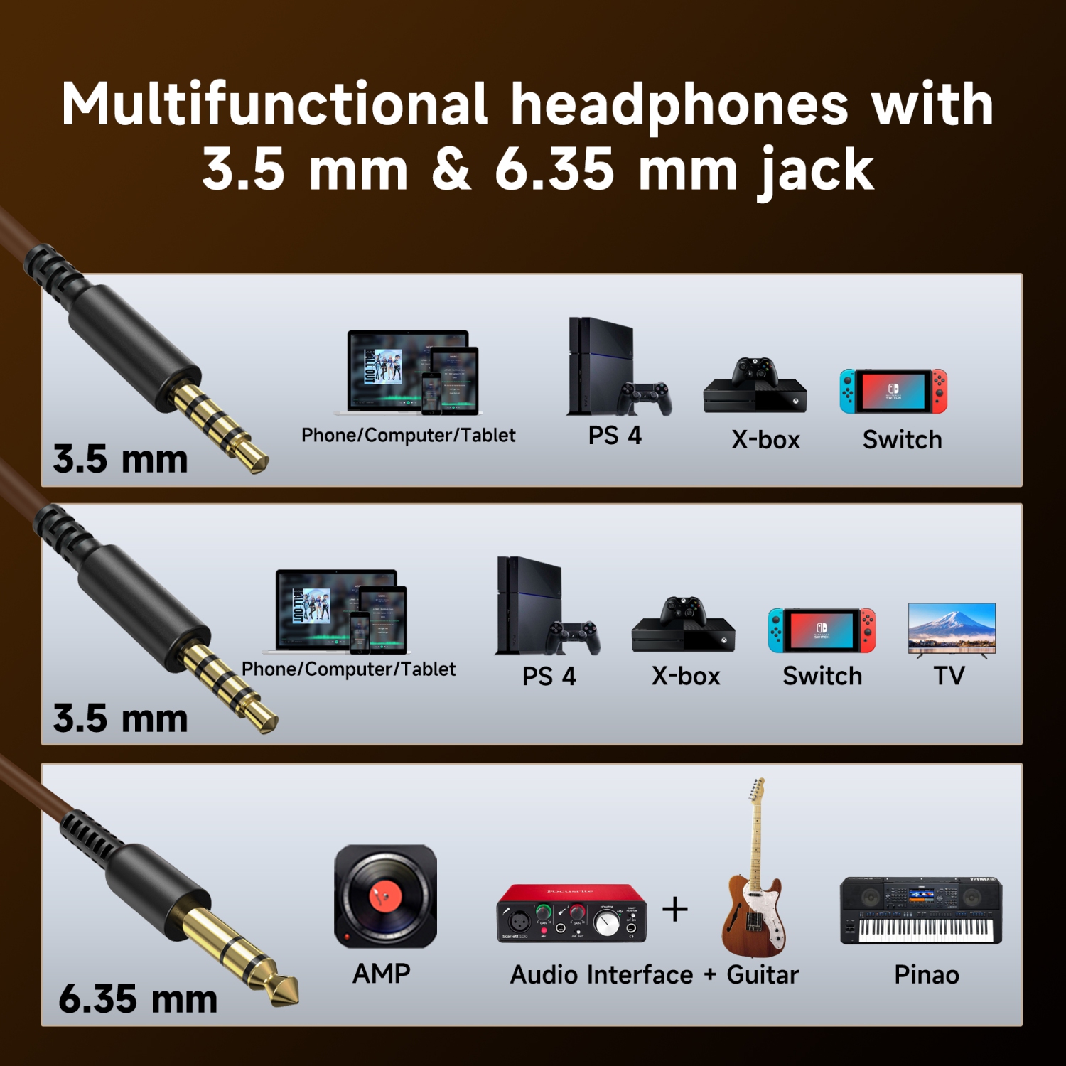 OneOdio Wired Computer Headphones over-Ear Headsets with Mic HIFI Sound Deep Bass-Pro 30 Brown