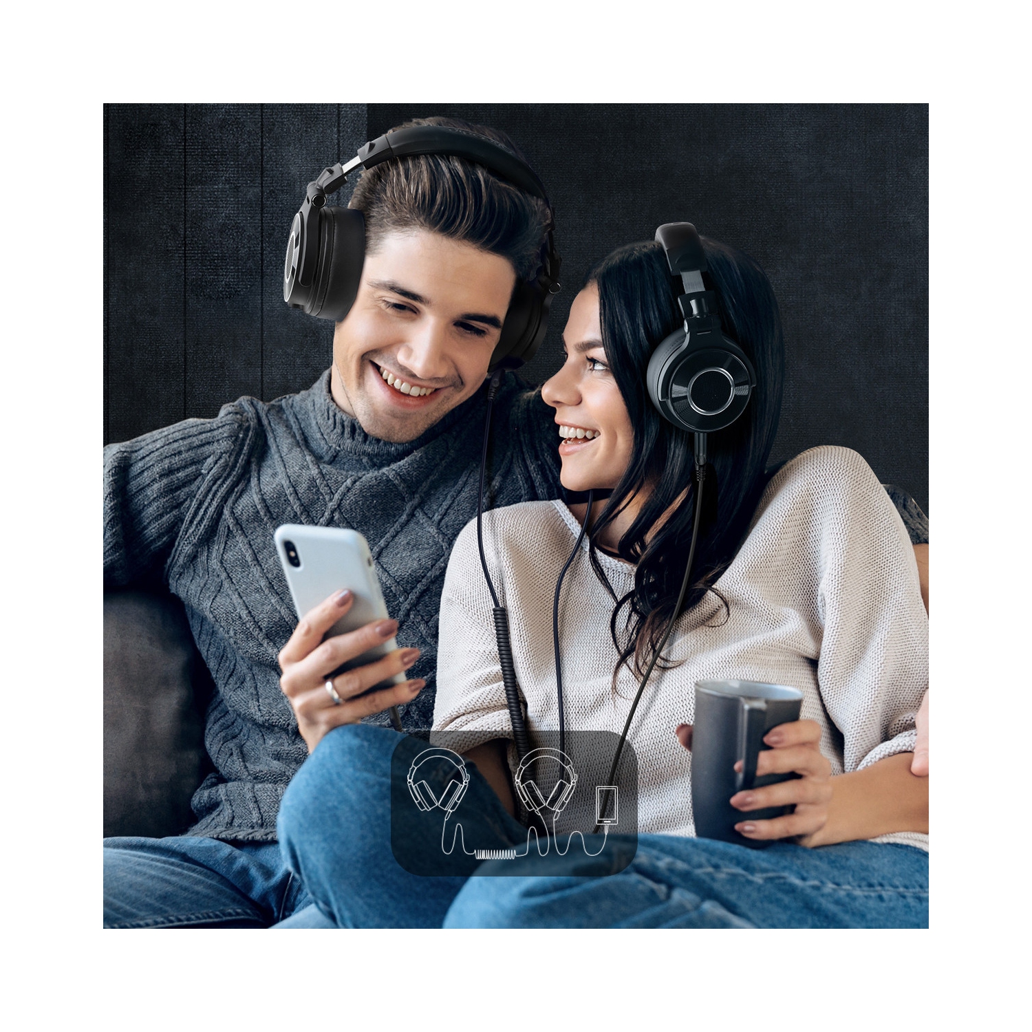 OneOdio Recording Studio Wired Over Ear Headphones Monitor 60 -Hi-Res Audio 6.35mm Adapter-Black