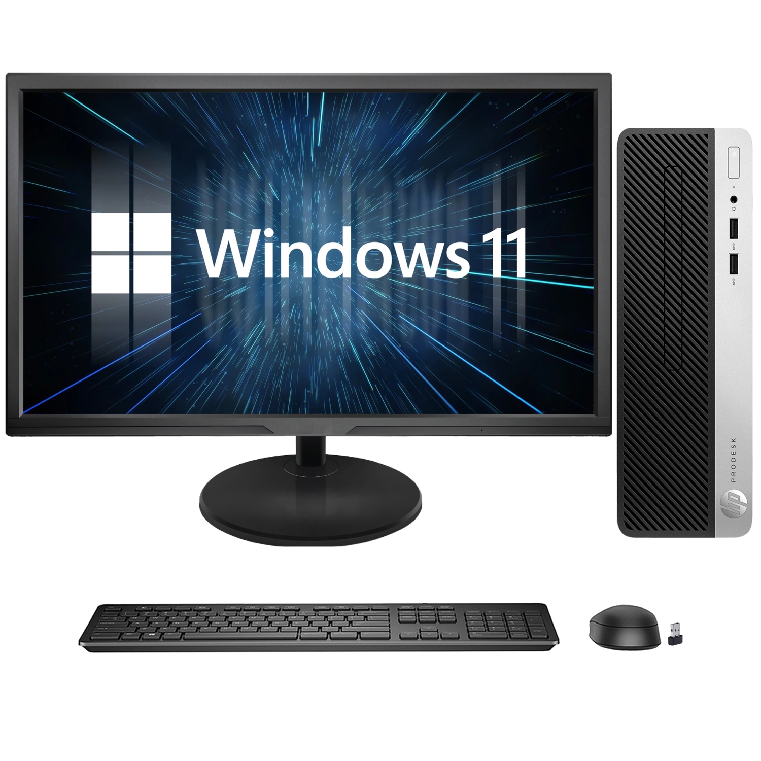 Refurbished (Good) - HP ProDesk 400 G5 SFF Business Desktop PC Computer, New 22 inch FHD Monitor, Intel Core i3-8100 8th GEN @3.60 GHz, 16GB DDR4 RAM, 256GB SSD, Windows 11 Pro
