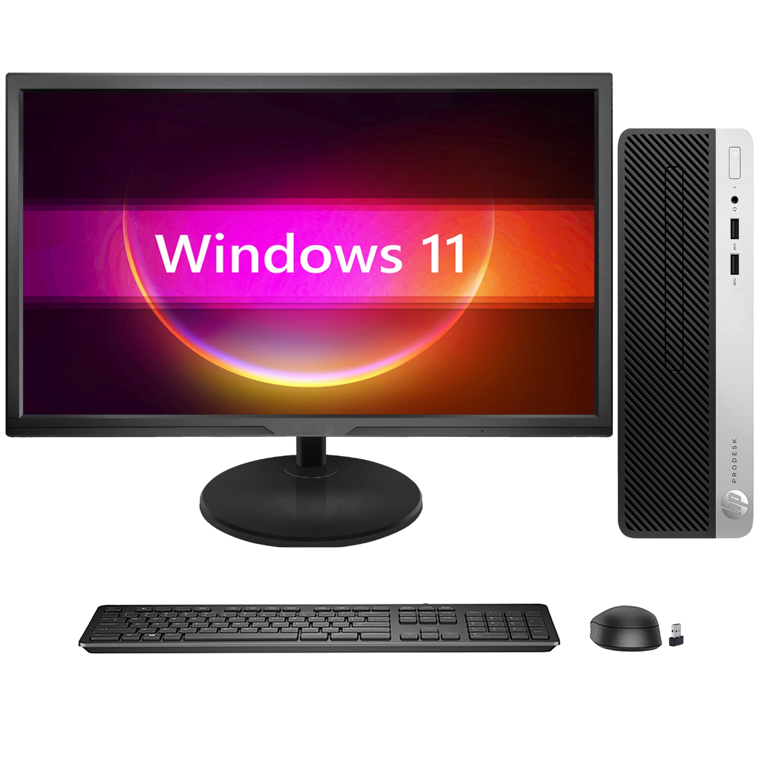 Refurbished (Good) - Desktop PC HP ProDesk 400 G5 SFF Business Computer, New 22 inch FHD Monitor (Core i3-8100 8th GEN/ 32GB RAM/ 512GB SSD/ Windows 11 Pro) Intel Processor