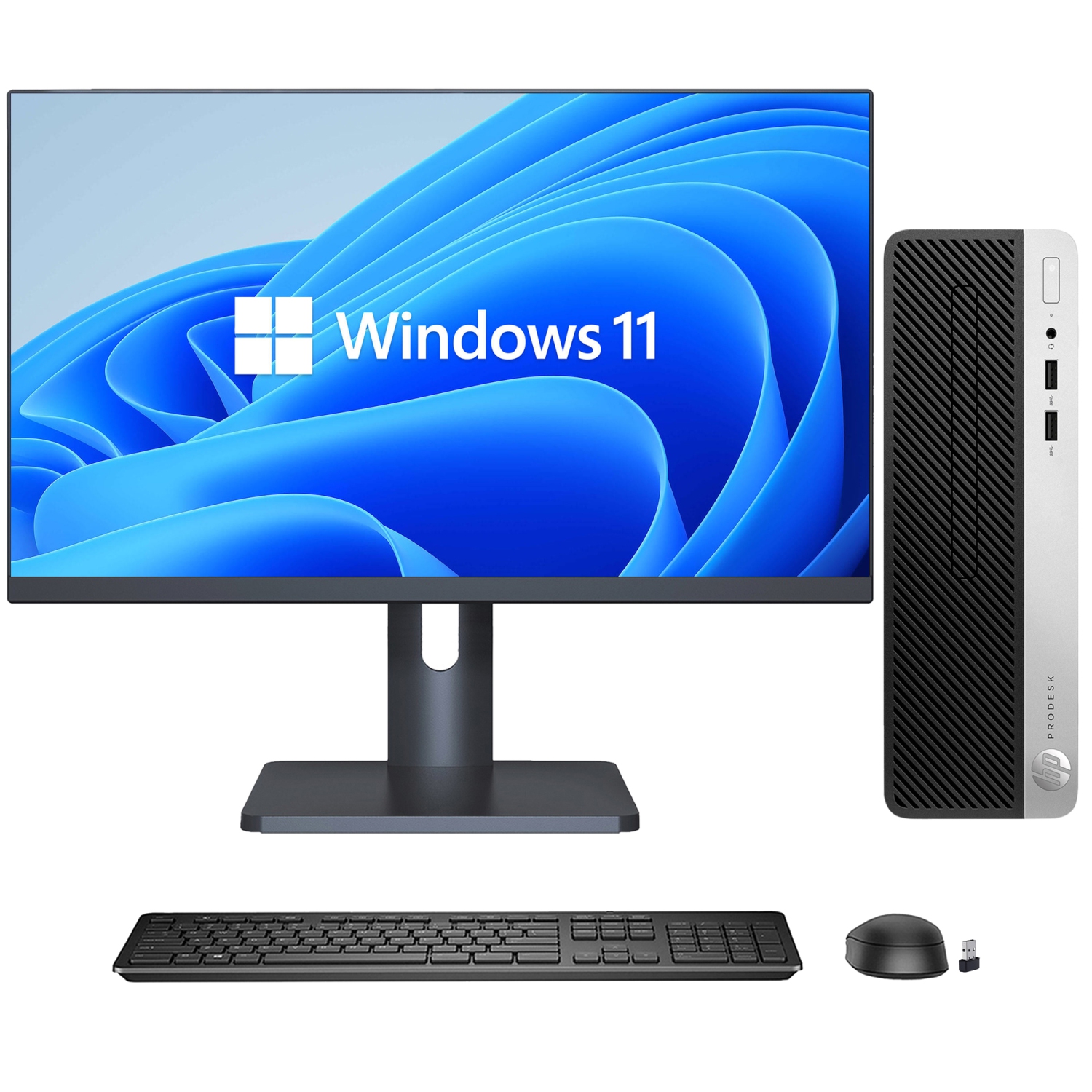 Refurbished - HP ProDesk 400 G5 SFF Business Desktop PC Computer, New 27 inch FHD Monitor (Intel Core i3 8th GEN @3.60 GHz/ 1TB SSD/ 8GB DDR4 RAM/