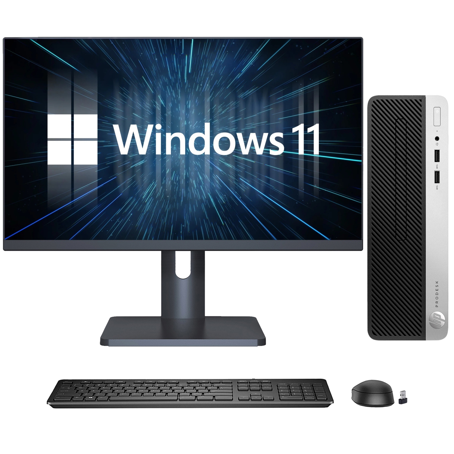 Refurbished (Good) - HP ProDesk 400 G5 SFF Business Desktop PC Computer, New 27 inch FHD Monitor, Intel Core i3-8100 8th GEN @3.60 GHz, 8GB DDR4 RAM, 256GB SSD, Windows 11 Pro