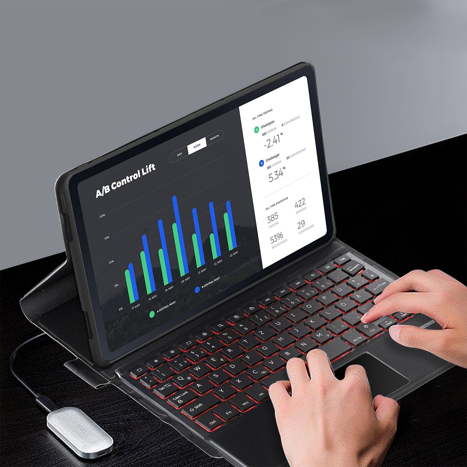 SaharaCase - Keyboard Case with Mouse Pad for Lenovo Tab P11 - Black