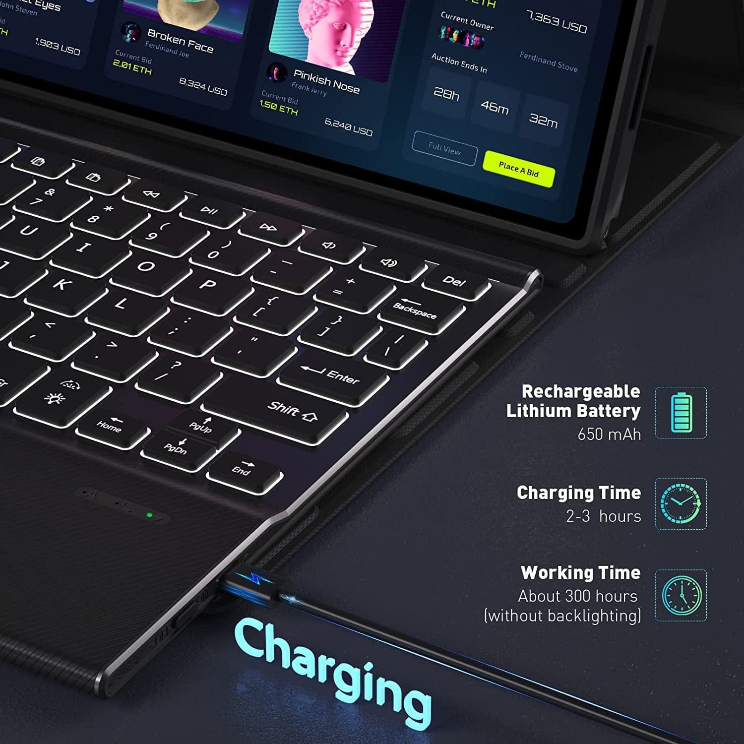 SaharaCase - Keyboard Case with Mouse Pad for Lenovo Tab P11 - Black