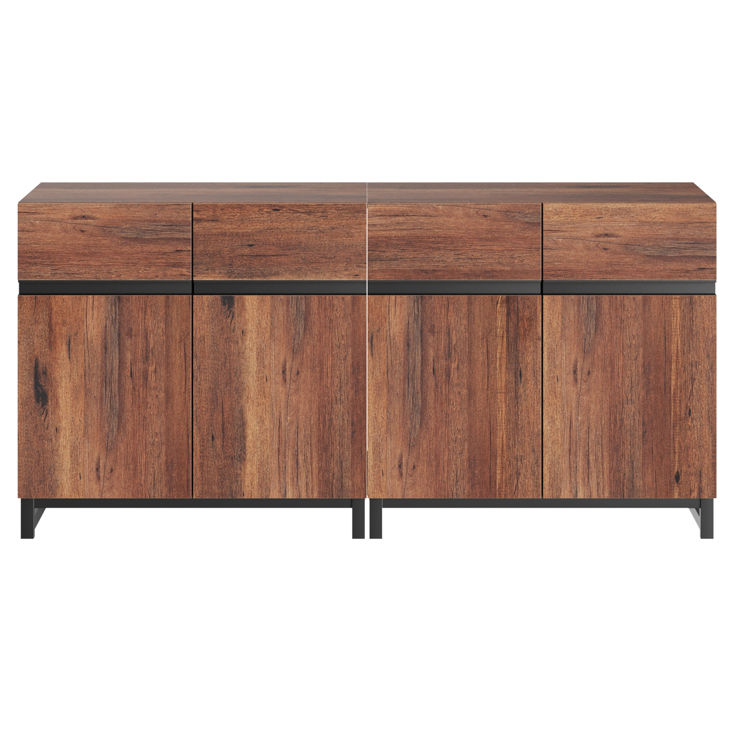 WAMPAT Storage Cabinet, 2 in 1 Modern Sideboard with Adjustable Shelves and Doors for Living Room, Dining Room, Brown