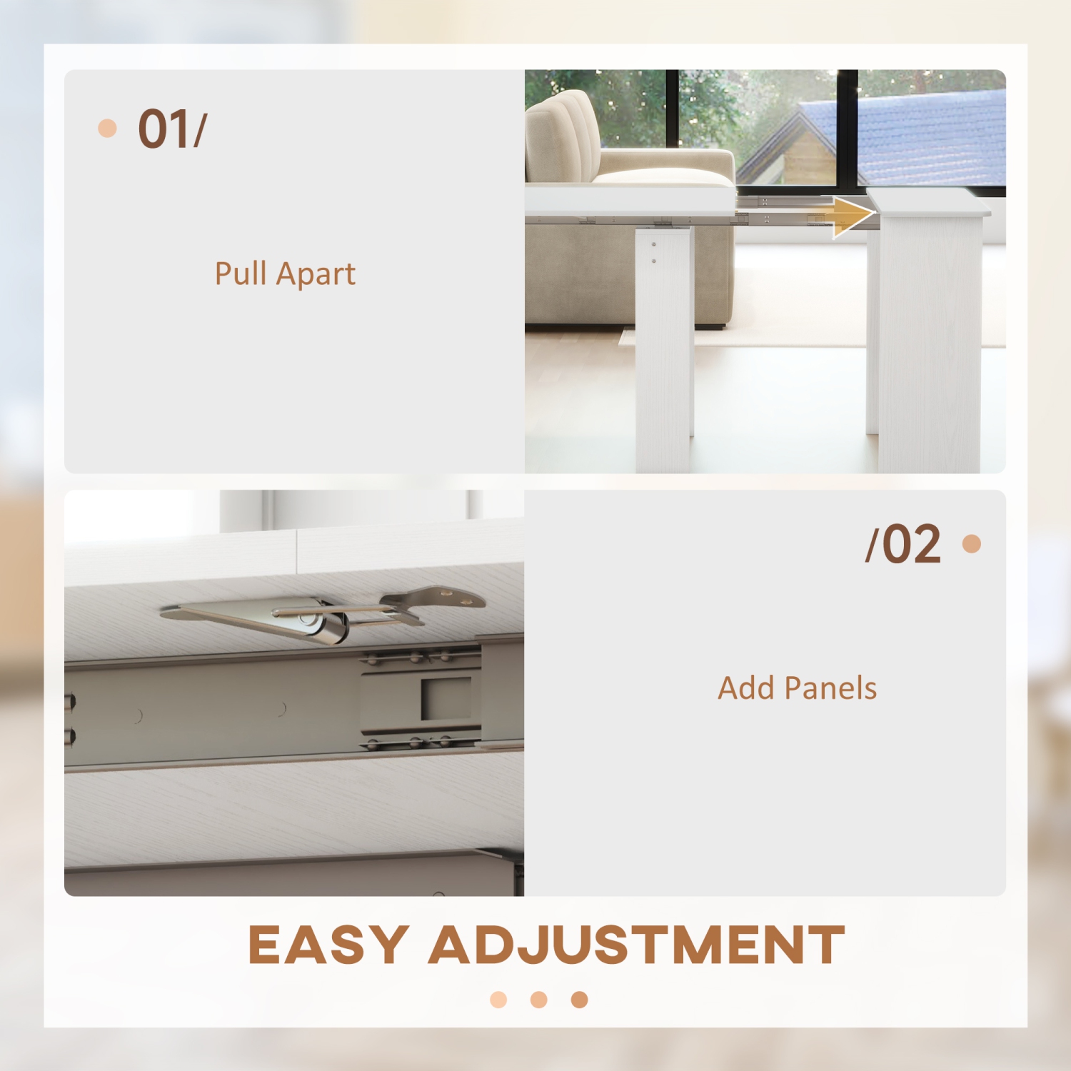 HOMCOM Extendable Dining Table, Expandable Kitchen Table for Small Spaces, Seats up to 6 People, White