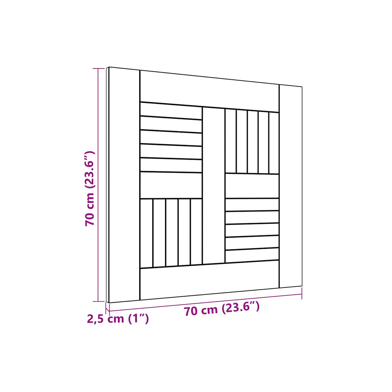 Surface de table en teck massif 70 x 70 x 2,5&nbsp;cm de vidaXL