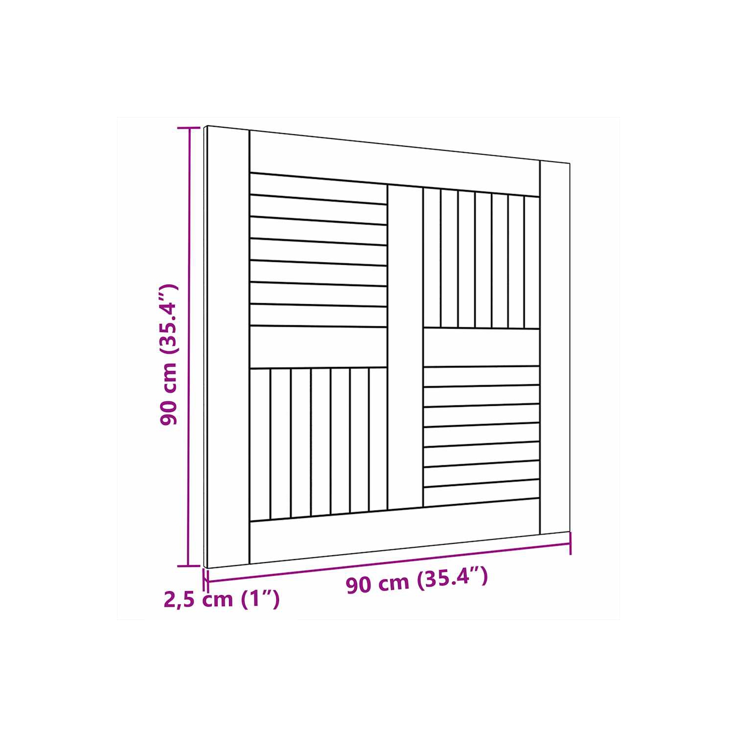Surface de table en teck massif carrée de 90x90x2,5&nbsp;cm