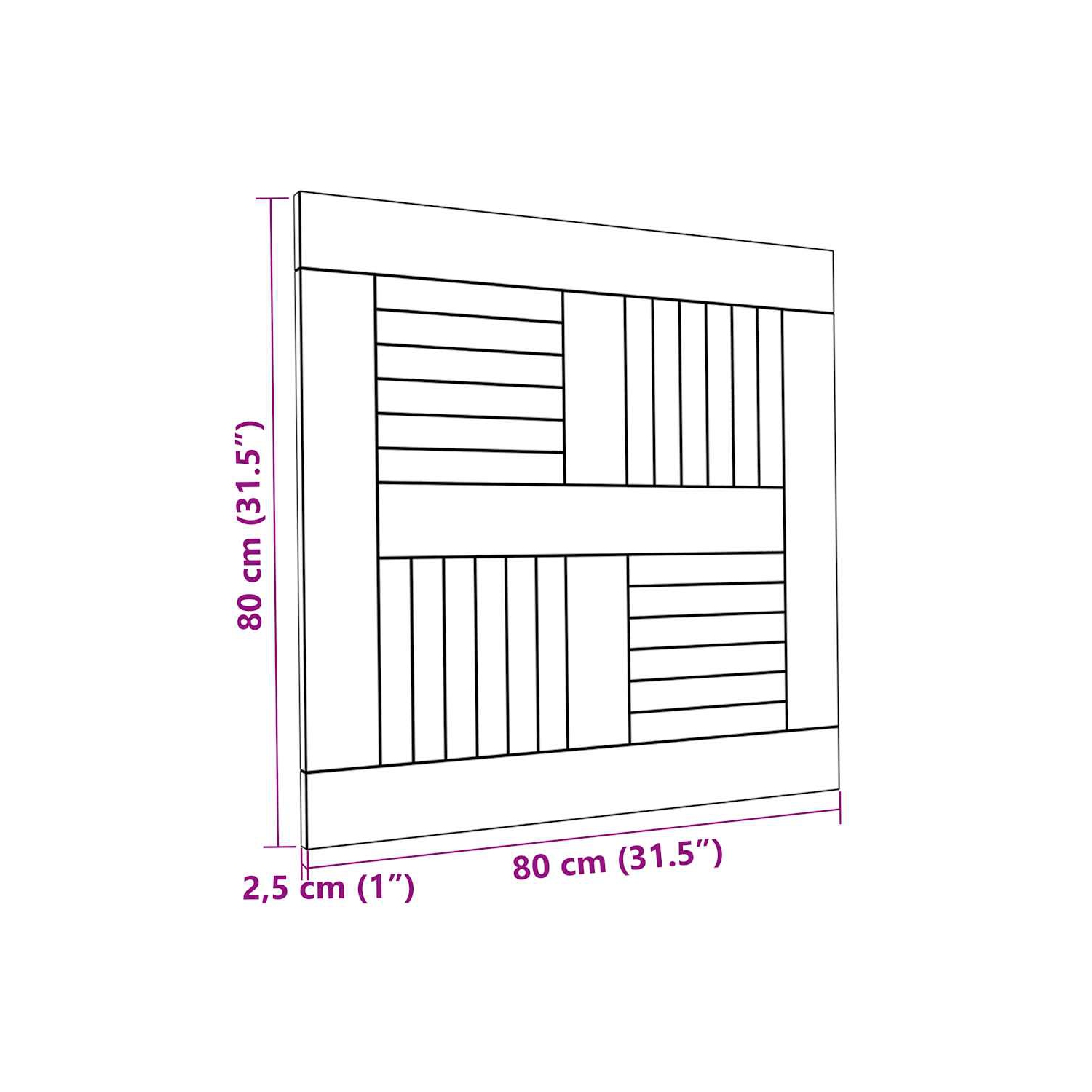 Surface de table en teck massif carrée de 80 x 80 x 2,5&nbsp;cm de vidaXL