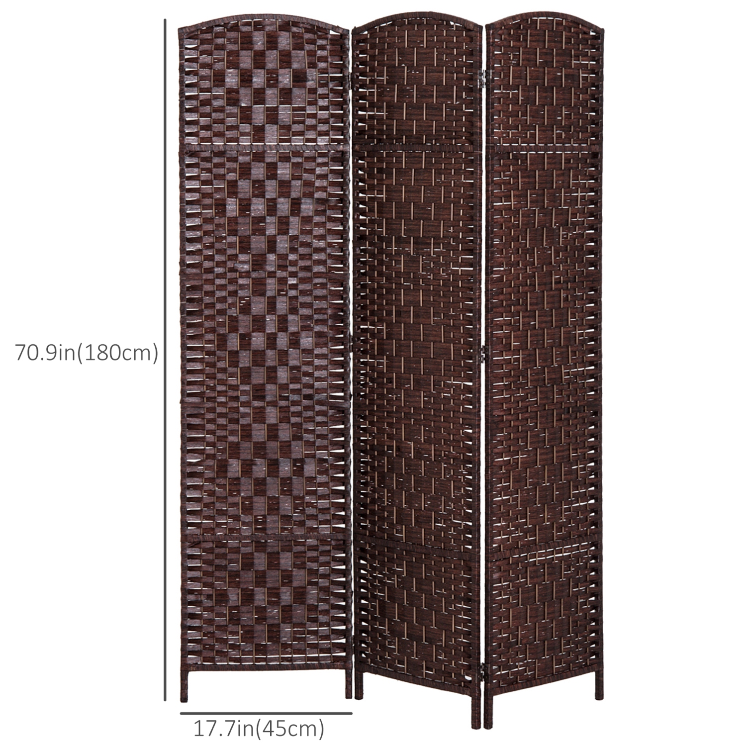 HOMCOM 3 Panels Room Divider, 6 Ft Tall Indoor Portable Folding Privacy Screens, Hand-Woven Double Hinged Freestanding Partition Wall Divider for