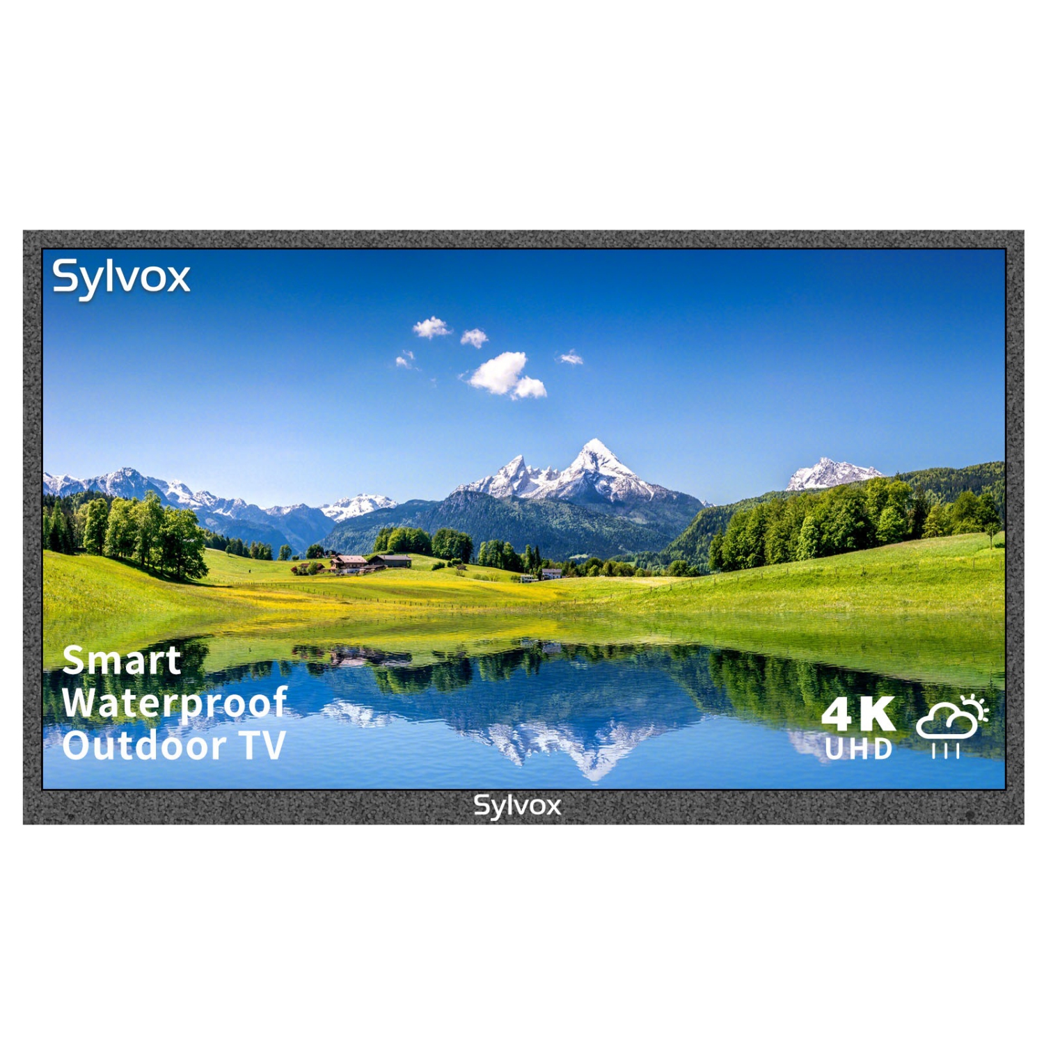 SYLVOX 55 inch Outdoor TV Deck Serise 4K UHD Waterproof Outdoor Smart Television Dual Speakers Bluetooth & 2.4G WiFi 1000nits Suitable for Partial Sun Deck Series