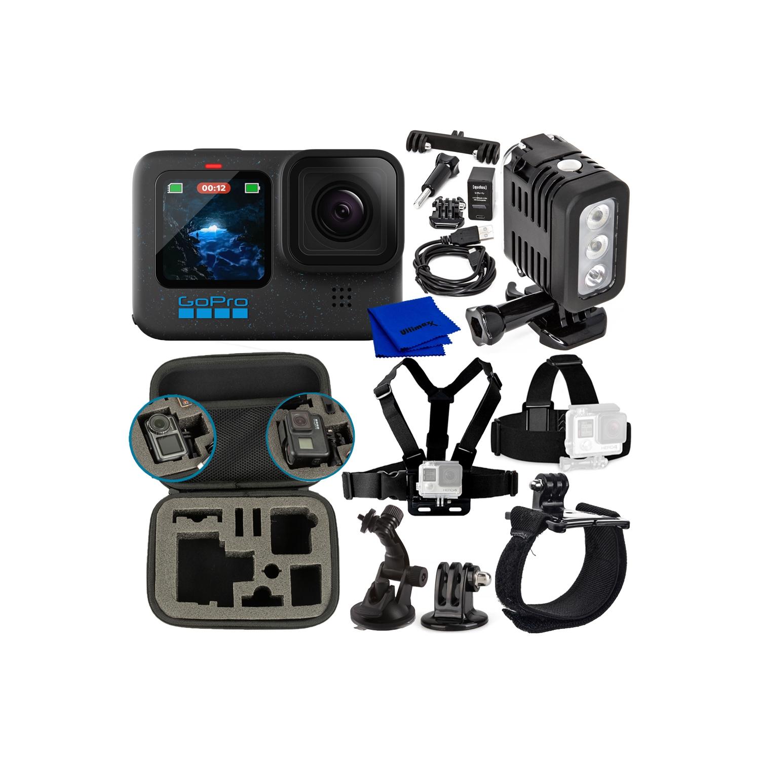 GoPro HERO12 Black CHDHX-121-CN - 8PC Accessory Bundle