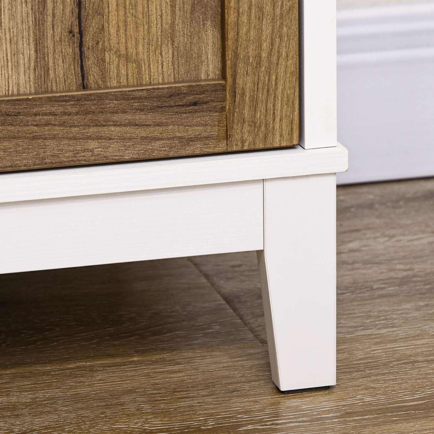 HOMCOM Farmhouse Storage Cabinet, Sideboard Kitchen Cabinet with Drawer, Double Doors and Shelves, Distressed Wood Grain