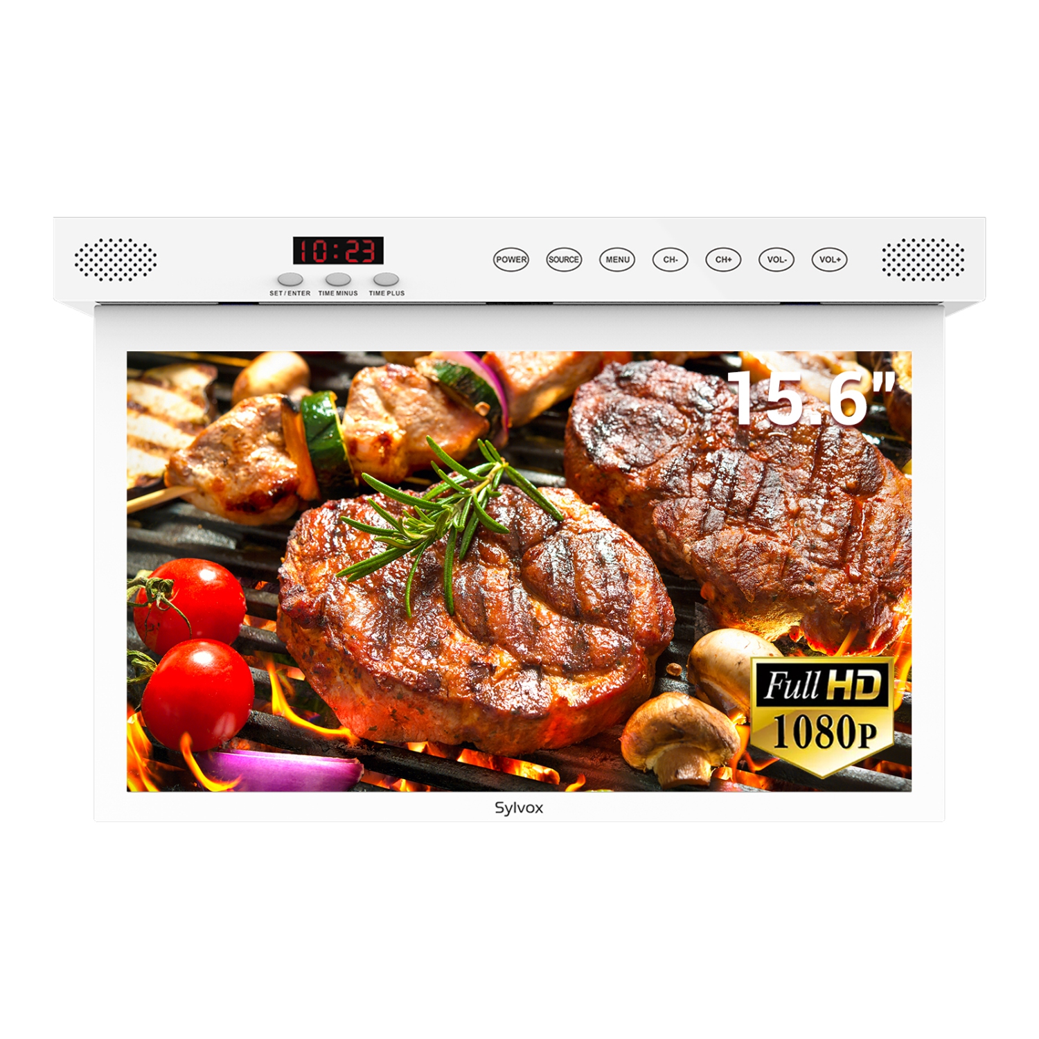 SYLVOX Kitchen TV, 15,6&nbsp;po TV sous armoire, 1080P Televison pour cuisine, téléviseur intelligent intégré Google Play, prise en charge Wi-Fi