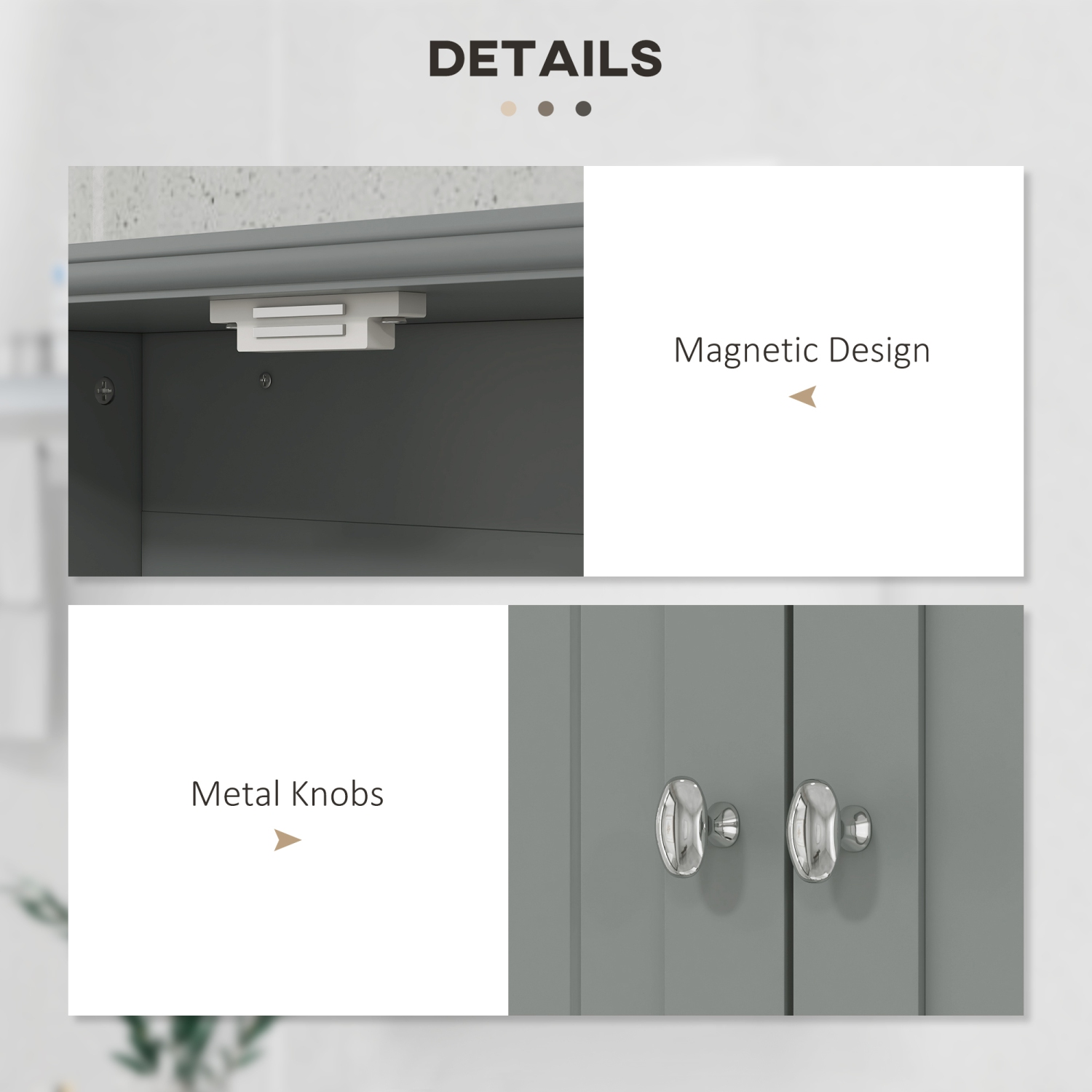 kleankin Bathroom Wall Cabinet, Medicine Cabinet, Over Toilet Storage Cabinet with Shelf and Drawers for Hallway, Living Room, Grey