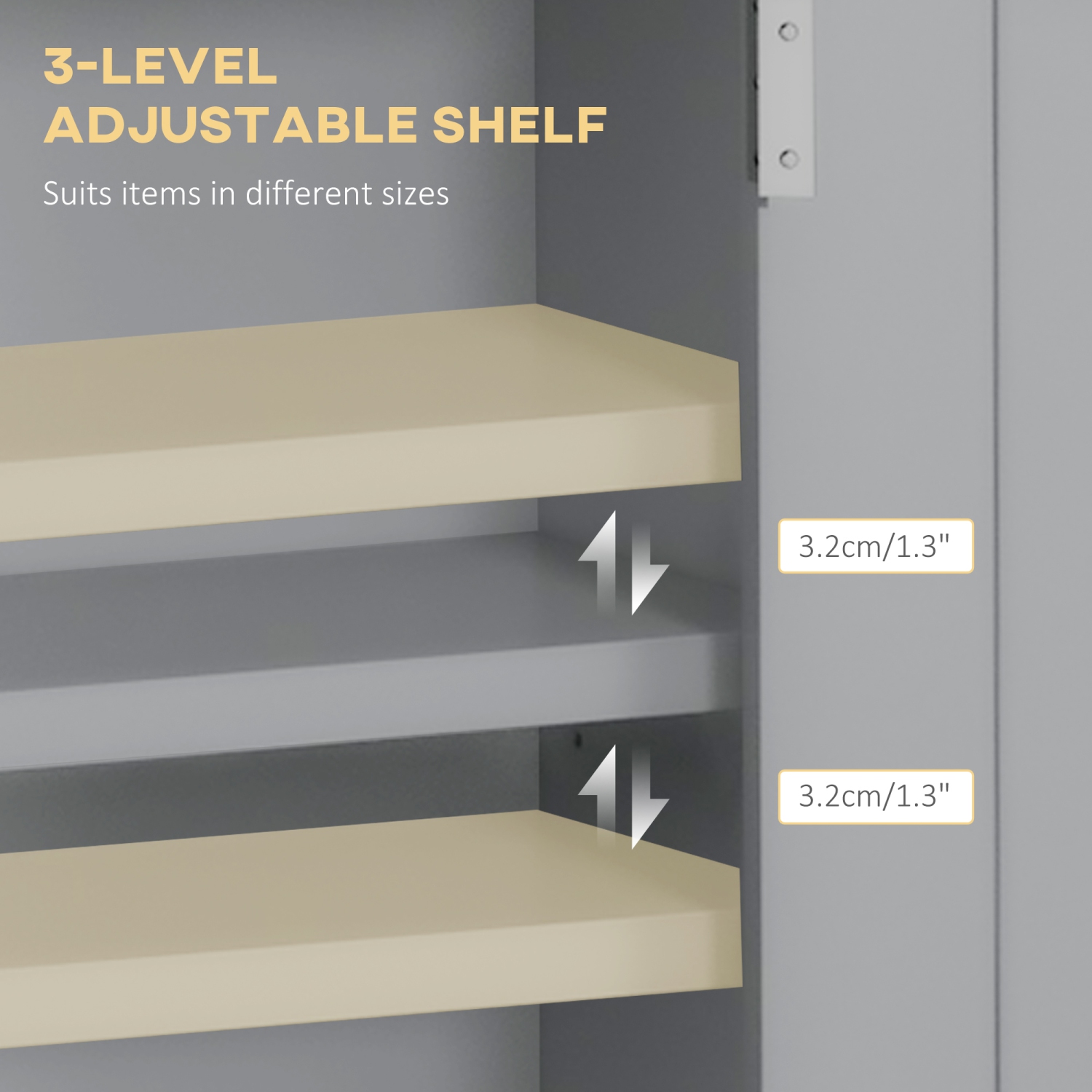 Armoire murale de salle de bain kleankin, armoire à pharmacie, armoire de rangement pour toilettes avec tablette pour salon et entrée, gris