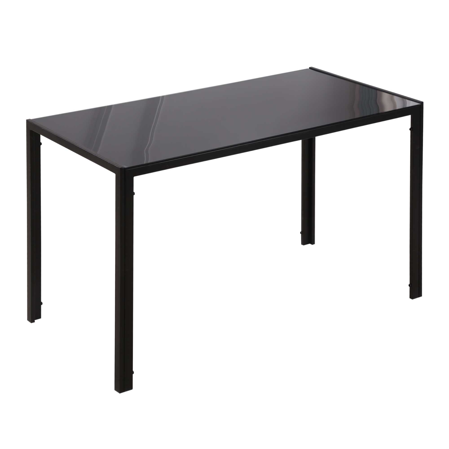 HOMCOM – Table de salle à manger rectangulaire pour 4&nbsp;personnes, table de cuisine moderne avec surface en verre trempé et pattes en métal pour