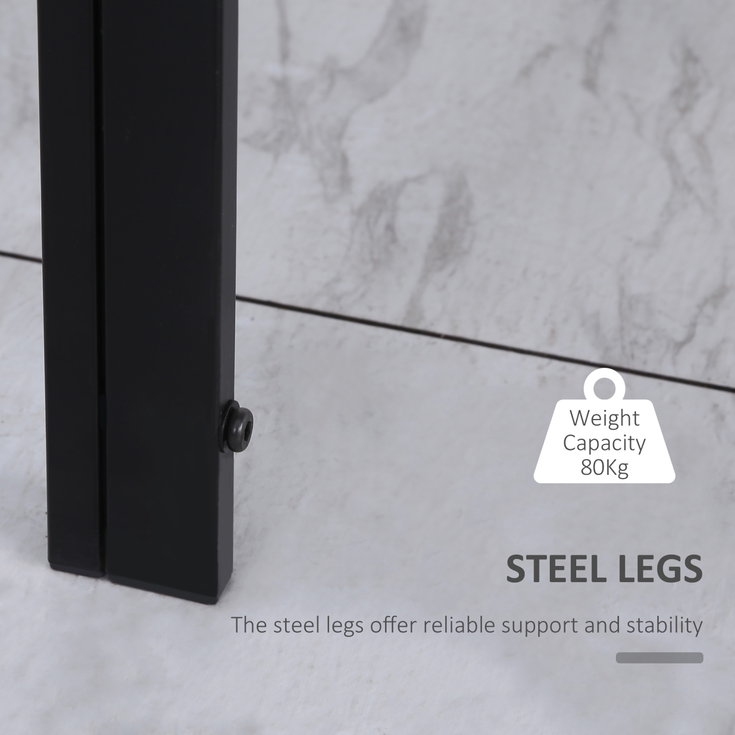 HOMCOM – Table de salle à manger rectangulaire pour 4&nbsp;personnes, table de cuisine moderne avec surface en verre trempé et pattes en métal pour