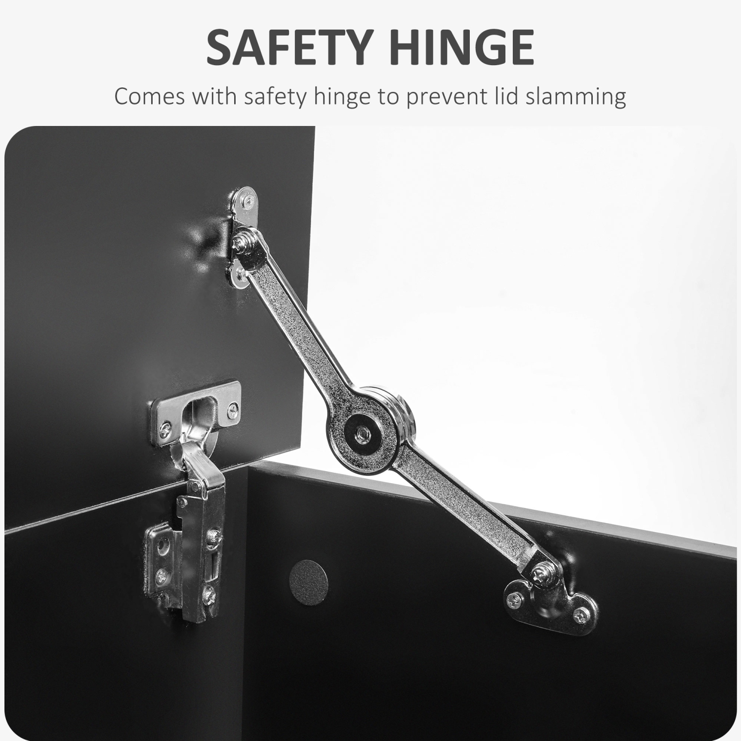 HOMCOM 39.5" Lift Top Storage Chest with 2 Safety Hinges, Storage Box Organizer with Flip-Top Lid, Entryway Storage Bench, Black