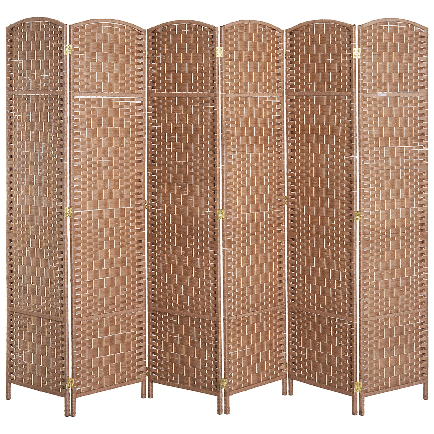 HOMCOM 6 Panels Room Divider, 6 Ft Tall Indoor Portable Folding Privacy Screens, Hand-Woven Double Hinged Freestanding Partition Wall Divider for Home Office, Natural