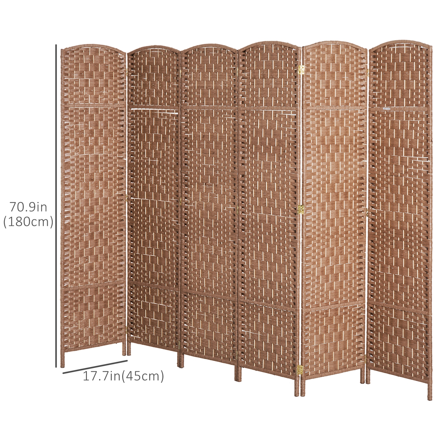 HOMCOM 6 Panels Room Divider, 6 Ft Tall Indoor Portable Folding Privacy Screens, Hand-Woven Double Hinged Freestanding Partition Wall Divider for