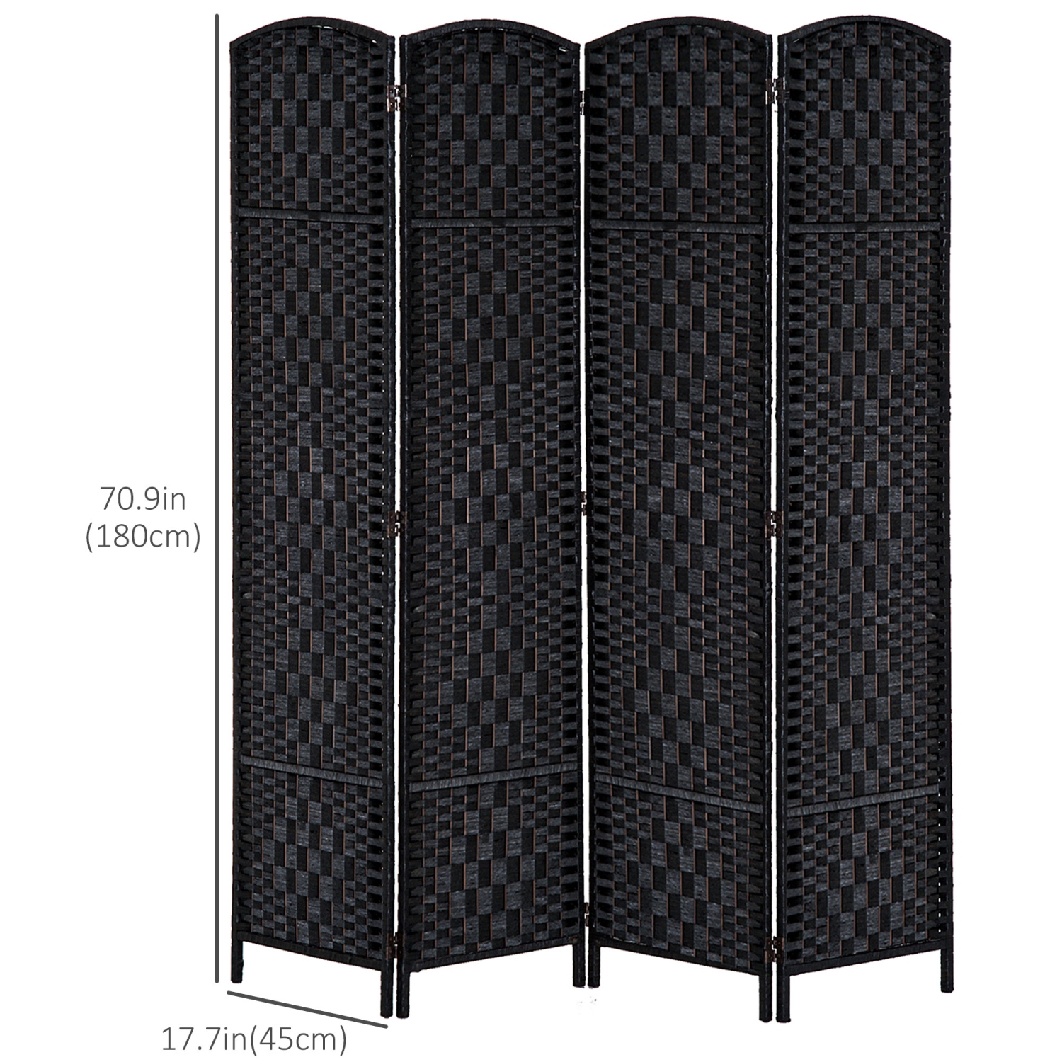 HOMCOM 4 Panels Room Divider, 6 Ft Tall Indoor Portable Folding Privacy Screens, Hand-Woven Double Hinged Freestanding Partition Wall Divider for