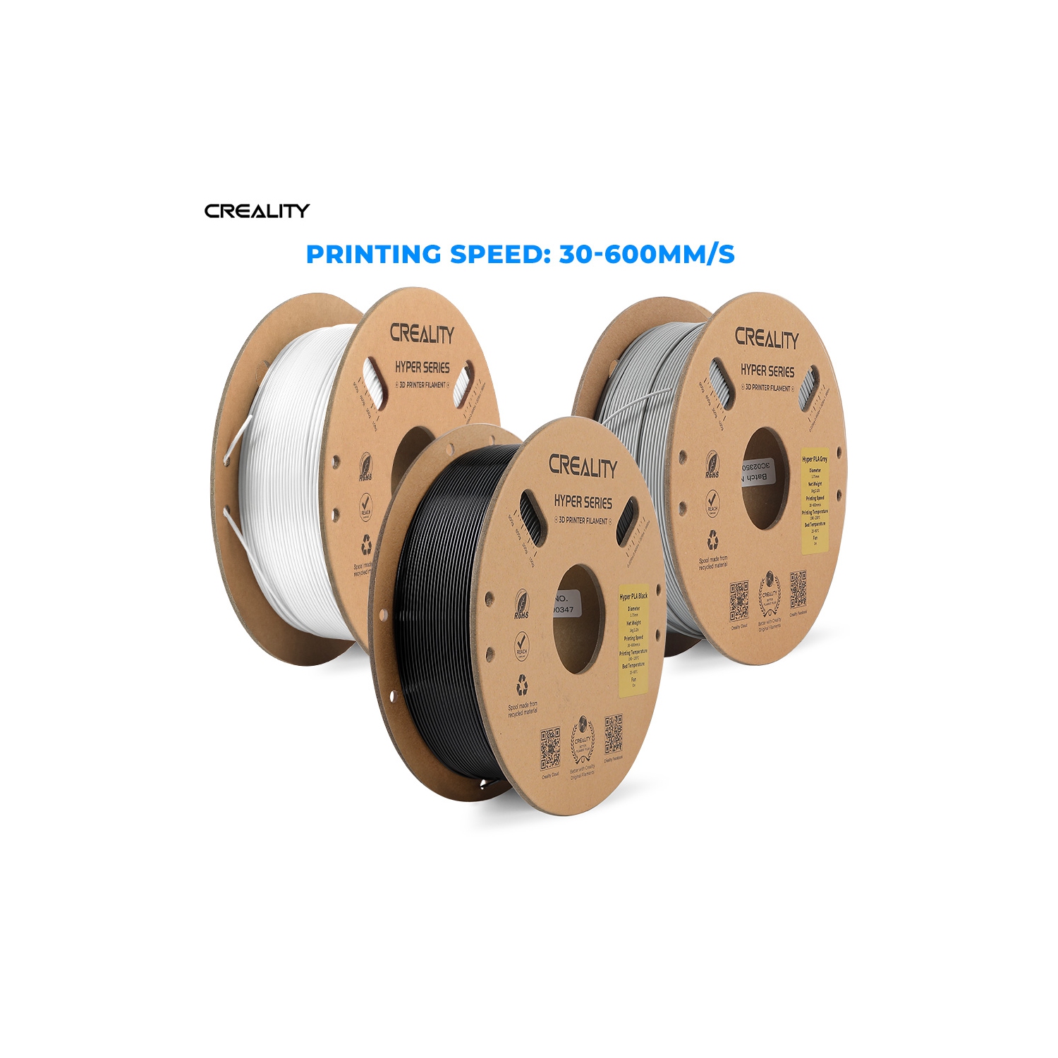 Hyper Series: High Speed 3D Printer Filament,1kg/Spool (WHITE)