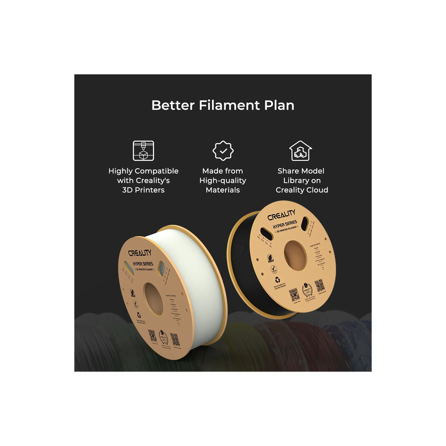 Hyper Series: High Speed 3D Printer Filament,1kg/Spool (WHITE)