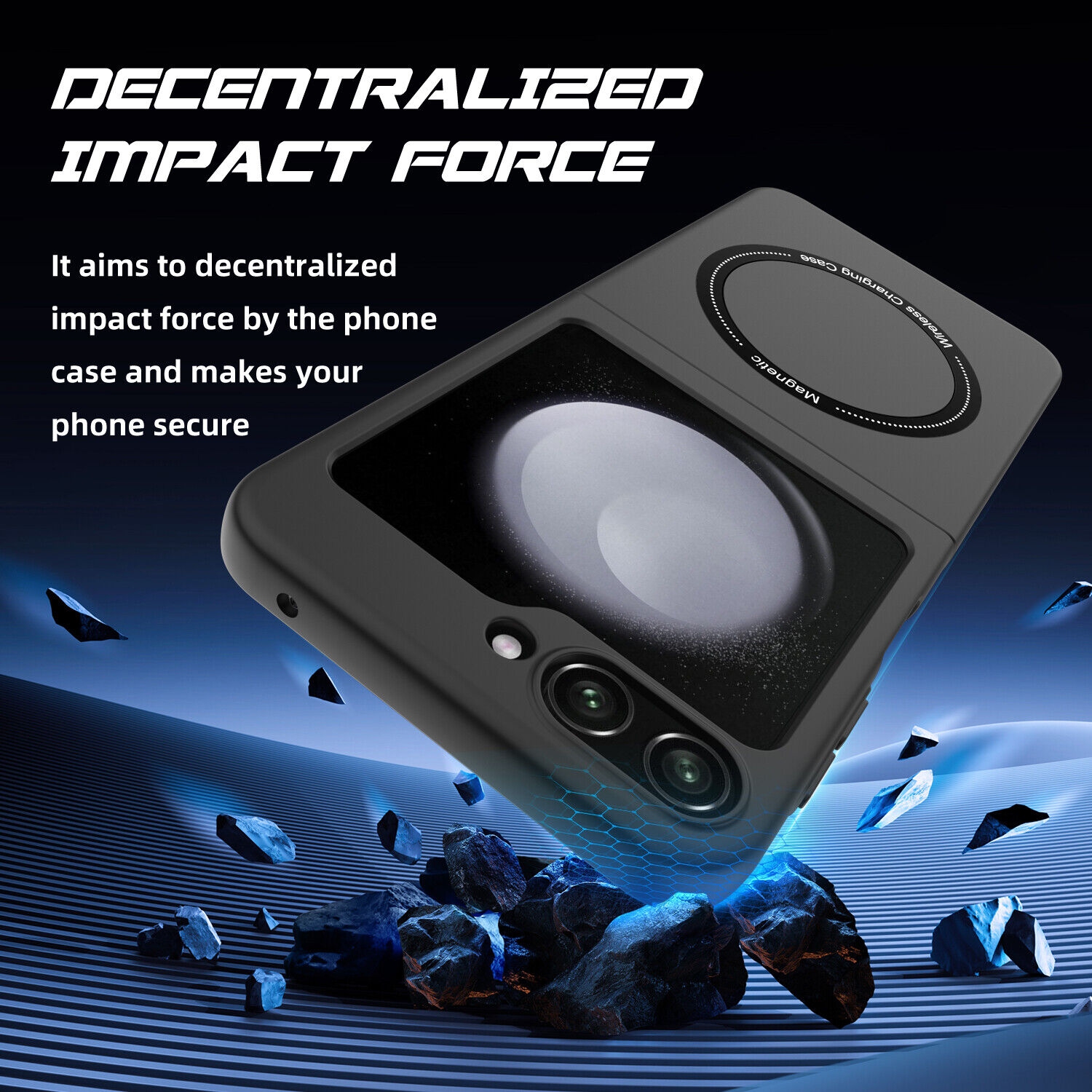 [CSmart] Étui de chargement magnétique hybride sans fil avec MagSafe pour Samsung Galaxy Z Flip 5, rose