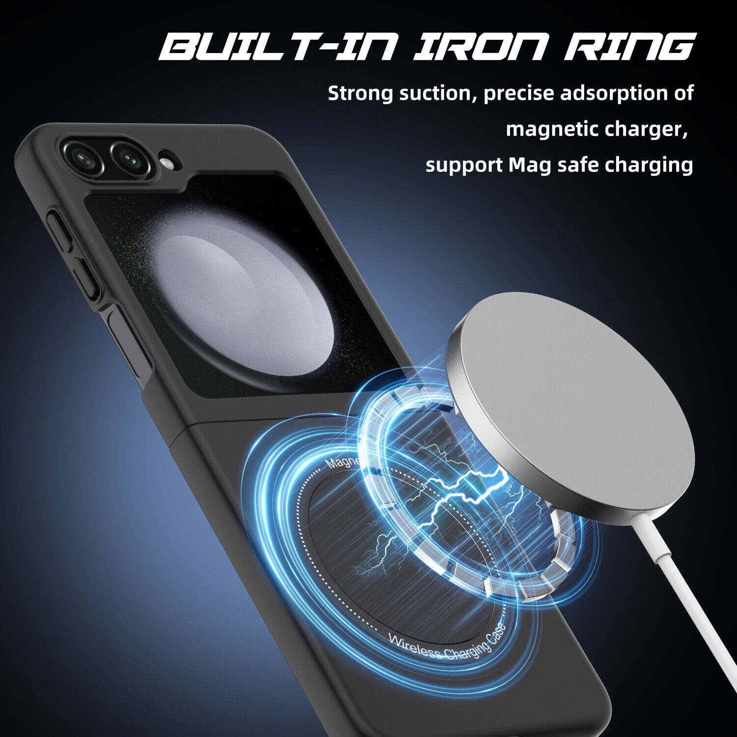 [CSmart] Étui de chargement magnétique hybride sans fil avec MagSafe pour Samsung Galaxy Z Flip 5, violet