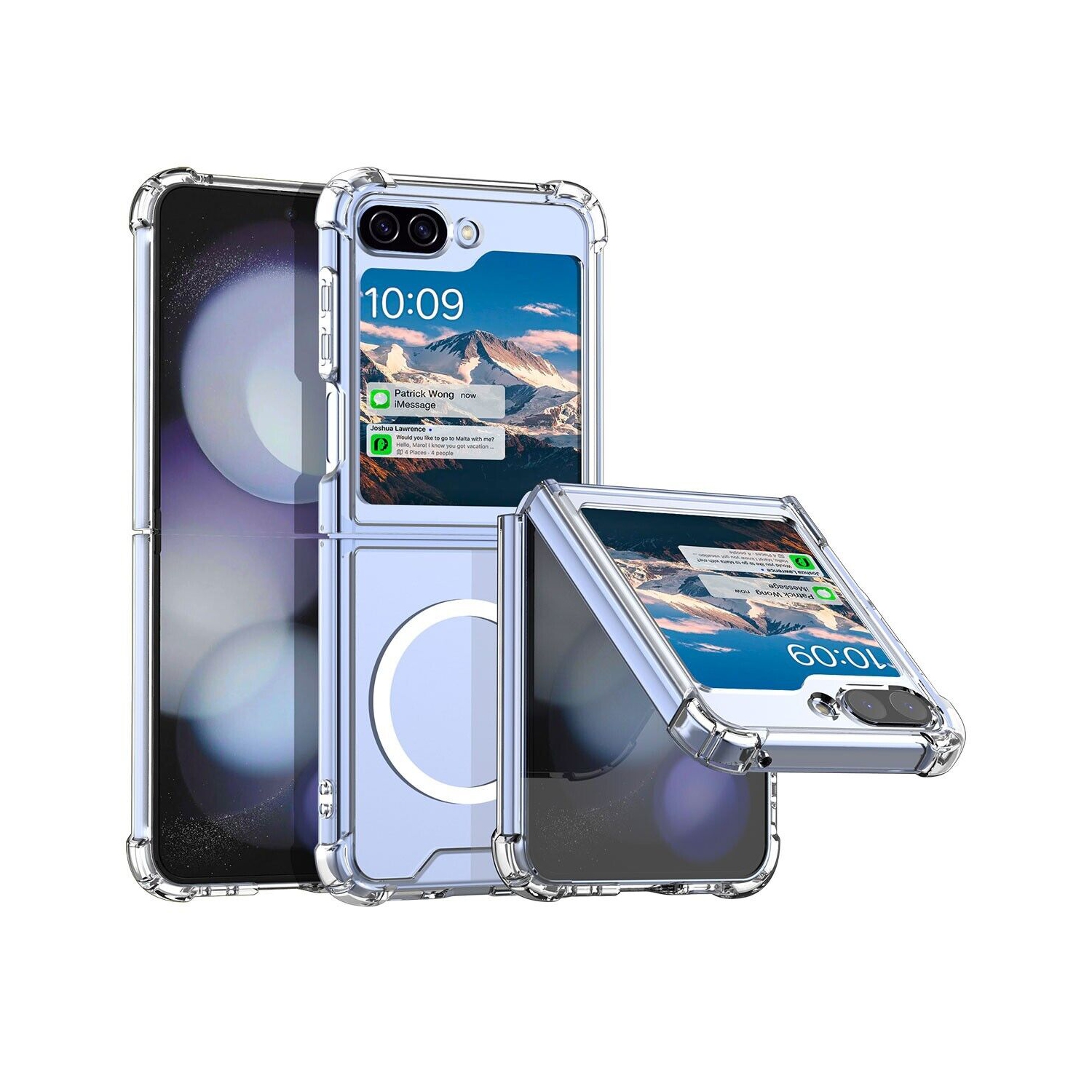 [CSmart] Étui de chargement magnétique hybride sans fil avec MagSafe pour Galaxy Z Flip 5 de Samsung, transparent