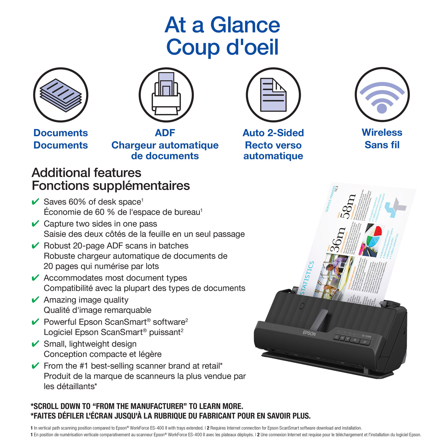 Epson WorkForce ES-C320W Wireless Document Scanner