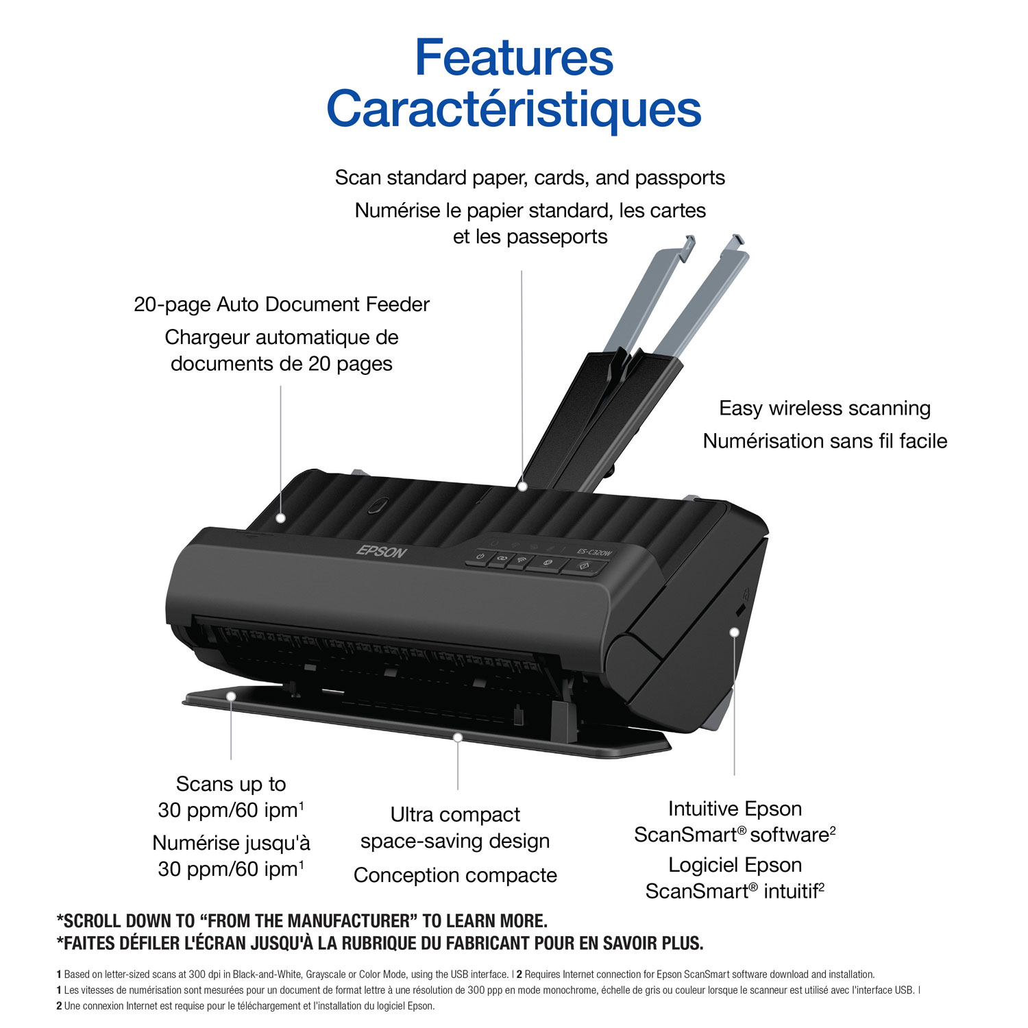Epson WorkForce ES-C320W Wireless Document Scanner