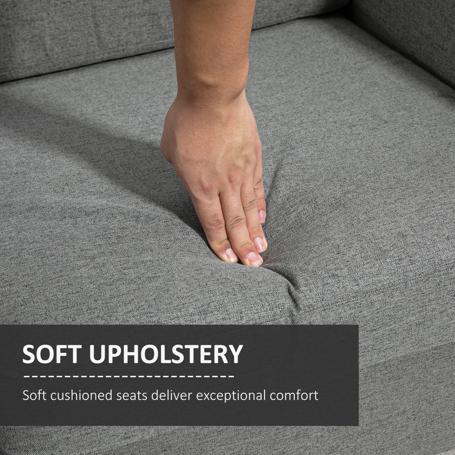 HOMCOM – Causeuse 56 po, canapé 2 places rembourré avec accoudoirs et pattes en bois pour le salon, la chambre à coucher, gris