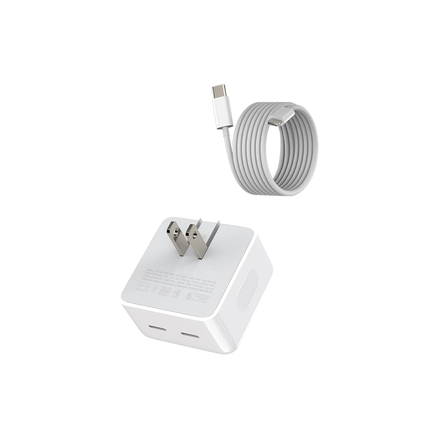 [Apple MFi CERT] iPhone 15 pro max 15 PLUS Fast Charger 35W Dual USB-C Wall Charger Block, Compact Power Adapter, PD 3.0​​​​ for iPhone Macbook iPad Samsung + Cable USB-C