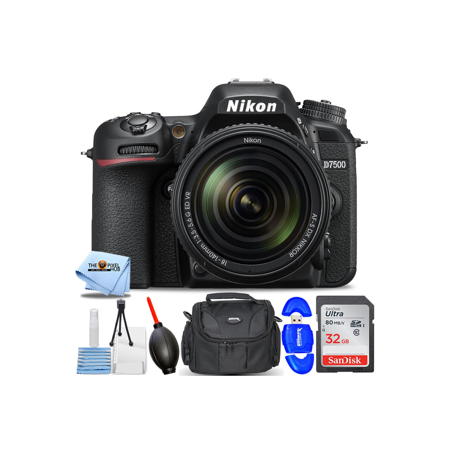 Nikon D7500 DSLR Camera with 18-140mm Lens - Essential 32GB Bundle